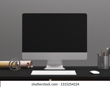 Workspace mockup, 3d render