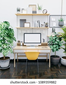 Workspace Mockup With Computer