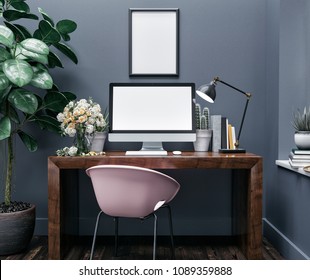 Workspace Mockup With Computer 