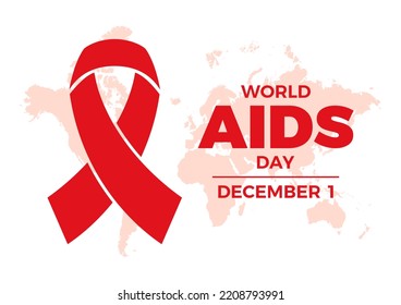 World AIDS Day on December 1 illustration. Red AIDS awareness ribbon and world map icon isolated on a white background. Important day - Powered by Shutterstock