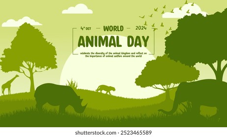 world animal day celebrate . world animal day green background, banner, social media background, design, background, template, design etc. - Powered by Shutterstock