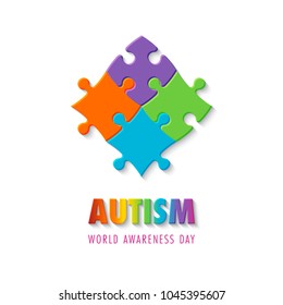 World autism awareness day. Colorful puzzle sign. Symbol of autism. Illustration