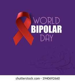 World Bipolar Day. Purple And Ribbon Background Design