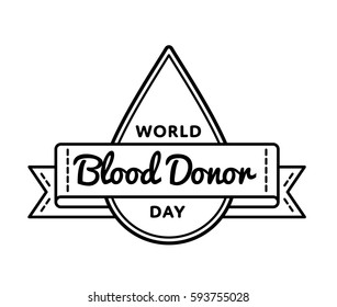 World Blood Donor Day Emblem Isolated Illustration On White Background. 14 June Healthcare Holiday Event Label, Greeting Card Decoration Graphic Element