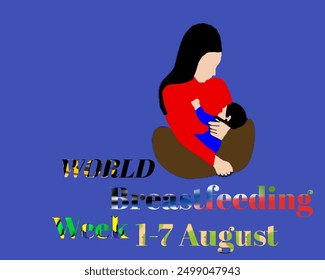 world breastfeeding week 1-7 August. Holiday concept . Template Victor isolated on navy blue background - Powered by Shutterstock