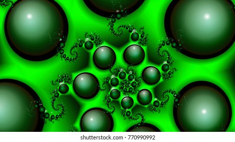 World of bubbles and sphere. 3D surreal illustration. Sacred geometry. Mysterious psychedelic relaxation pattern. Fractal abstract texture. Digital artwork graphic astrology magic