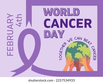 World cancer day. February 4. Together We Can Beat Cancer - Powered by Shutterstock