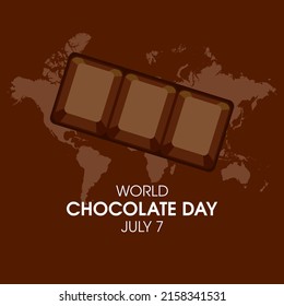 World Chocolate Day illustration. Chocolate bar icon. Chocolate and world map on a brown background. Chocolate Day Poster, July 7. Important day - Powered by Shutterstock