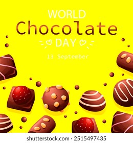 world chocolate day poster design, chocolate text vector, chocolate bar vector illustration ,13 September. eps file. - Powered by Shutterstock