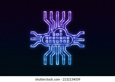 World Class Data Protection Icon Neon Style