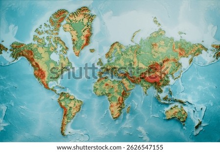 World Color Height Map 3D Illustration