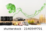 The world of commodity trading such as coal tar, gold, cotton, corn, sugar, soybeans, and iron on white background ,3d rendering