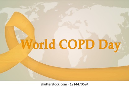 World COPD Day, Background With Map And Awareness Ribbon