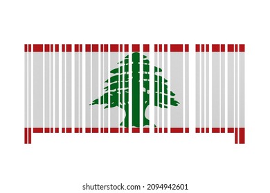 World countries. Bar code decorative on white background. Made in Lebanon