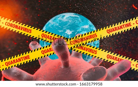 World Crisis, concept in Quarantine by the Coronavirus. Planet Earth in curantena by the outbreak of the Coronavirus; 3D; 3D Illustration