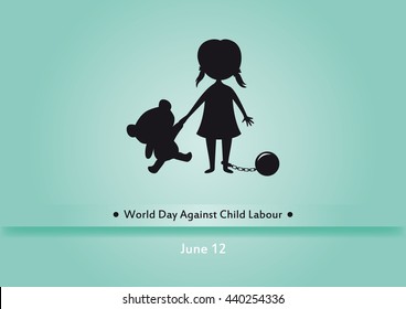 Similar Images Stock Photos Vectors Of World Day Against Child Labour Vector Children Worker Vector Illustration Silhouette Of A Girl With Bear Shutterstock