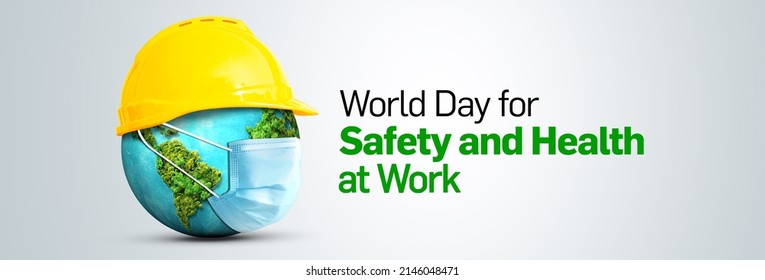 World Day for Safety and Health at Work 3d illustration banner concept. The planet Earth and the helmet symbol of safety and health at work place.  - Powered by Shutterstock