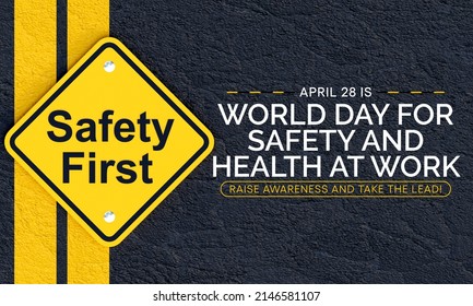 World day for safety and health at work is observed every year on April 28, to promote and protect employees through safe and healthy work practices. 3D Rendering - Powered by Shutterstock