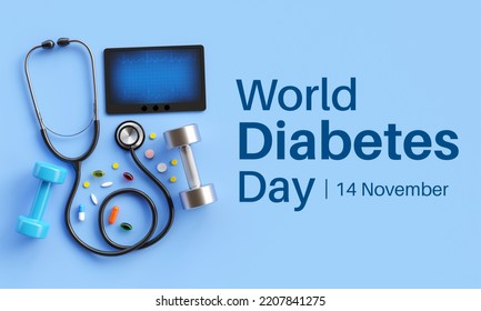 World Diabetes day is observed every year on November 14, it is the primary global awareness campaign focusing on diabetes. 3D Rendering - Powered by Shutterstock