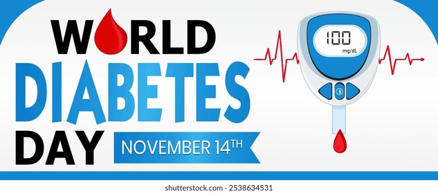 World Diabetes Day Social Media Design Post Glucometer test - Powered by Shutterstock