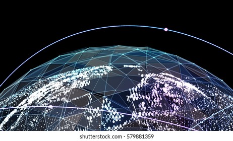 World Digital Global Network Satellite Technology. Computer Graphics Made. 3d Illustration