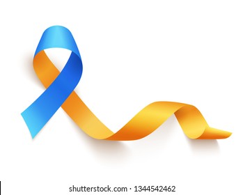 World Down Syndrome day. March 21. Realistic blue yellow ribbon symbol. Template for poster. . - Powered by Shutterstock