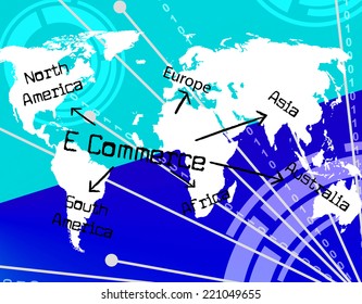 World E Commerce Showing Ecommerce Globe And Global