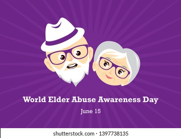 World Elder Abuse Awareness Day Illustration. Face Of A Happy Senior Illustration. Elderly Couple In Love. Elderly Cartoon Character. Abused Seniors Illustration. Elderly Couple Icon. Important Day