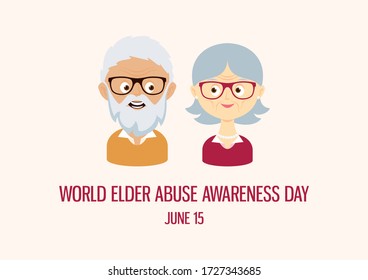 World Elder Abuse Awareness Day illustration. Happy and smiling elderly senior couple icon. Happy old man and woman icon. Senior couple cartoon character. Grandpa and Grandma icon set. Important day - Powered by Shutterstock