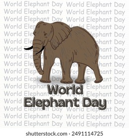 World Elephant Day, 12th August - World Elephant Day illustration. Elephant icon isolated on a texture background. - Powered by Shutterstock