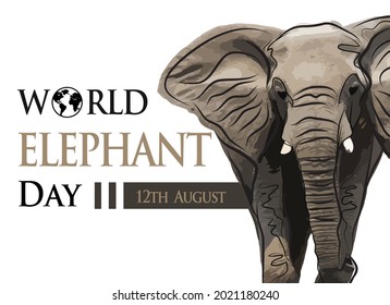 world elephant day banner on white background - Powered by Shutterstock