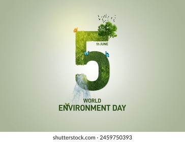 World Environment Day. World Environment Day 2024 creative template, poster, social media post, banner, digital post, background etc. 5th June green environment typography. - Powered by Shutterstock