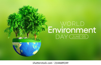 World Environment Day Is Observed Every Year On June 5, It Has Been A Flagship Campaign For Raising Awareness On Environmental Issues Emerging From Marine Pollution, Human Overpopulation. 3D Rendering