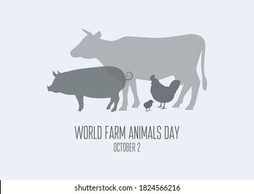 World Farm Animals Day illustration. Silhouette of farm animals icon. Group of livestock icon. Farm Animals Day Poster, October 2. Important day - Powered by Shutterstock