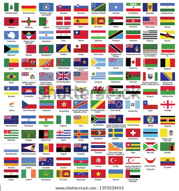 World Flag Flat Icon Collection All Stock Illustration 1393038692 ...