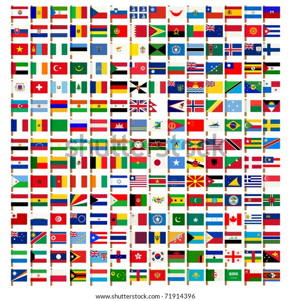 World Flag Icons Set Over White Stock Illustration 71914396