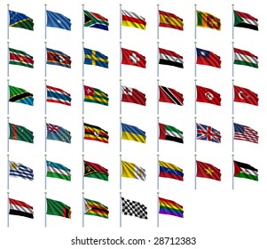 World Flags Set 4 of 4 - S to Z - set of flags in alphabetical order from Solomon Islands to Zimbabwe