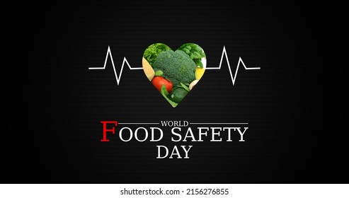 World Food Safety Day Background With Vegetable Heart And Heart Beat