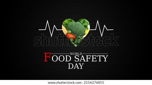 World food safety day background with vegetable\
heart and heart\
beat
