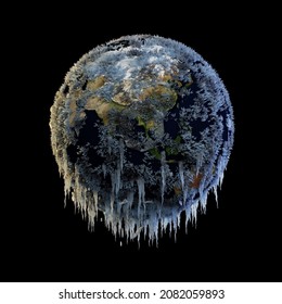 the world is frozen,Elements of this image furnished by NASA,3D rendering