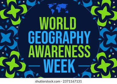 World Geography Awareness Week wallpaper with colorful design and typography inside the circle - Powered by Shutterstock