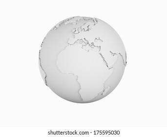 World Globe Isolated On White. High Resolution 3d Render 