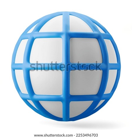 world globe network and web symbol user interface 3d illustration render icon blue color isolated in transparent background