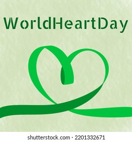 World Heart Day 2022 With A Heart Made Of Ribbon On Green Background