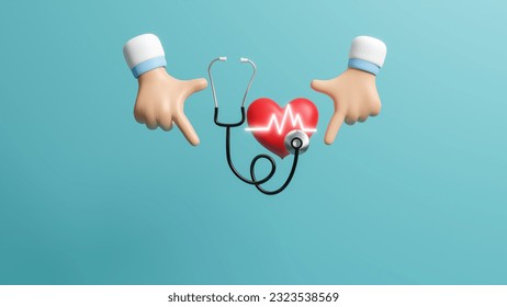 World Heart Day concept is observed every year on September 29, heart with a stethoscope and health care concept. Love, donor, world heart day, health, insurance concept. 3d rendering illustration - Powered by Shutterstock