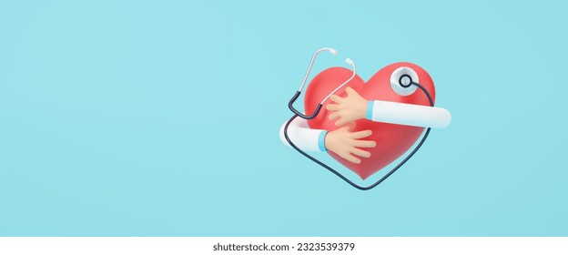 World Heart Day concept is observed every year on September 29, heart with a stethoscope and health care concept. Love, donor, world heart day, health, insurance concept. 3d rendering illustration - Powered by Shutterstock