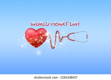 World Heart Day concept, heart with a stethoscope, 3D rendering - Powered by Shutterstock