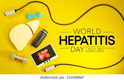 World Hepatitis day is observed every year on July 28, When the liver is inflamed or damaged, its function can be affected and certain medical conditions can cause hepatitis. 3D Rendering