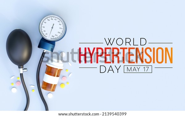 World Hypertension day\
is observed every year on May 17th. High blood pressure, also\
called hypertension, is blood pressure that is higher than normal.\
3D Rendering
