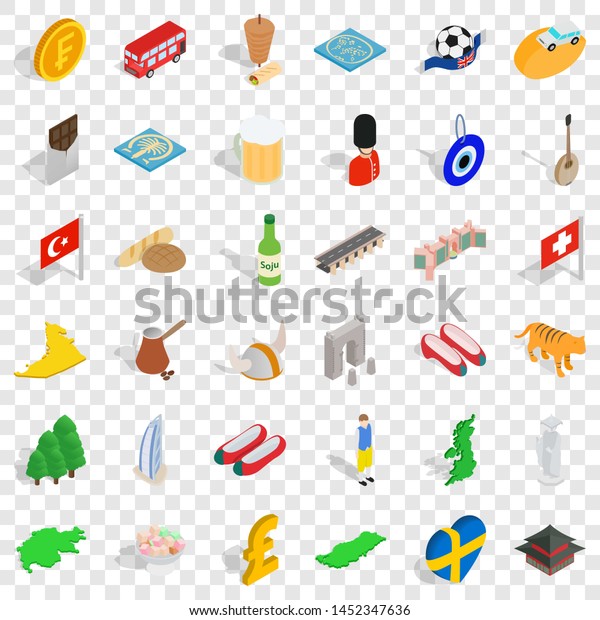 World icons set. isometric style of 36 world icons
for web for any
design